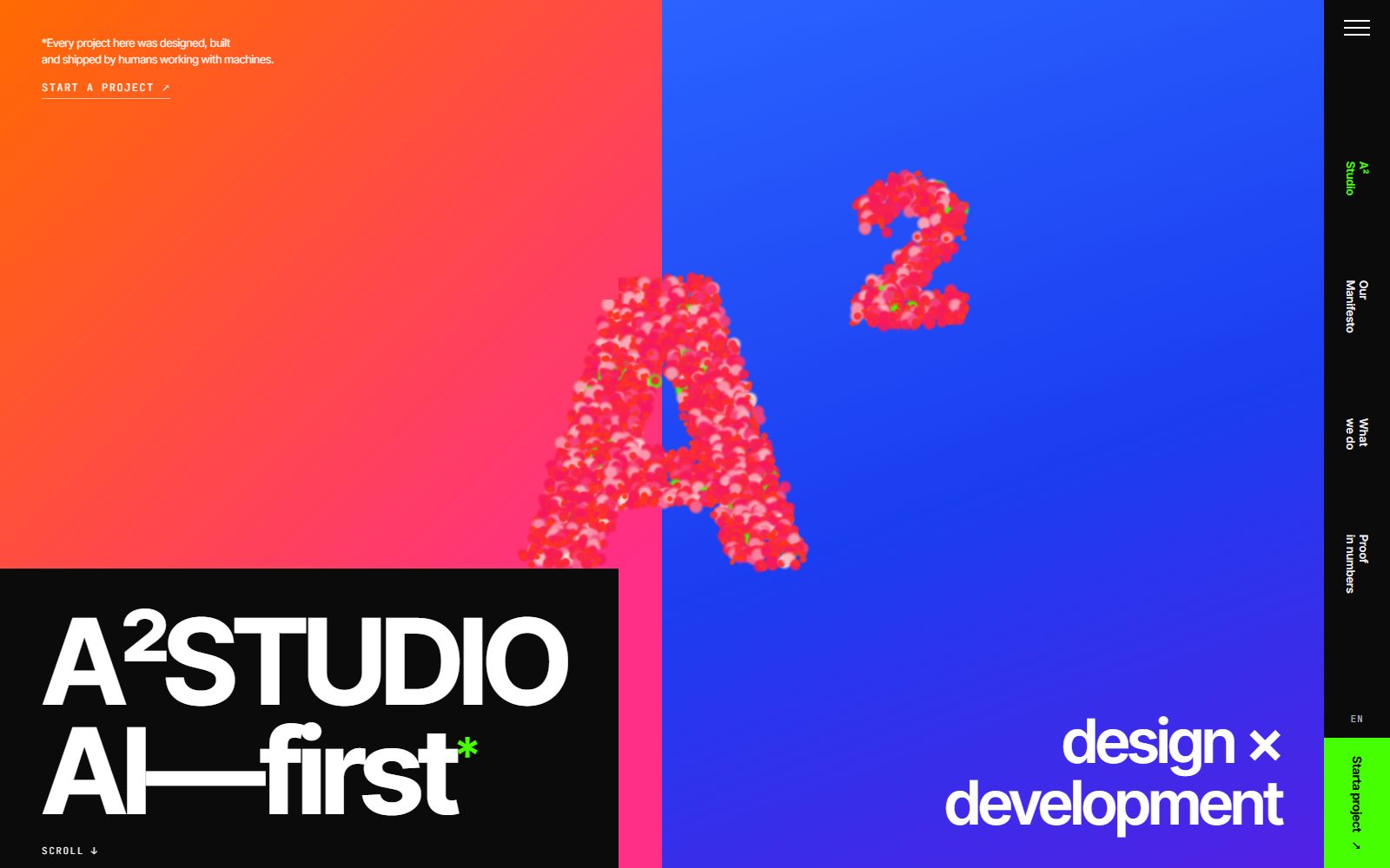 A² Studio — particle swarm forming the A² mark